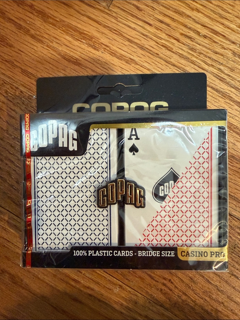 Casino Pro 100% Plastic Bridge Size Playing Cards - Blue & Red